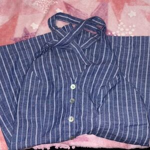 Blue and white body suit